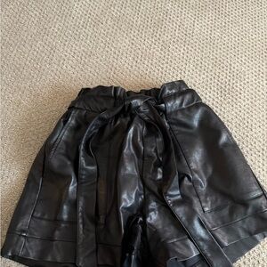 Black Faux Leather Women Shorts